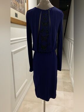 Elegant EMILIO PUCCI Long-Sleeve Royal Blue Dress with Embellished
Size 10 US